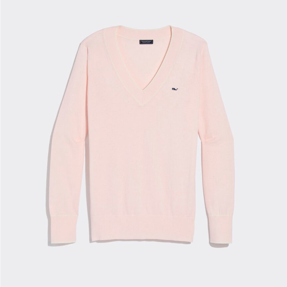Cashmere Vineyard Vines V-Neck Sweater in Light Pink Sz L NEW Tags Attached